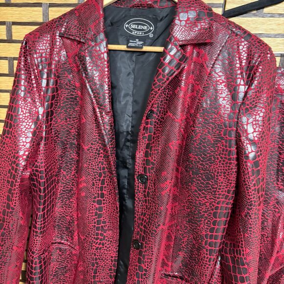 Selene Sport Red And Black Snakeskin Print Jacket And Pants Size 12 - Picture 3 of 10